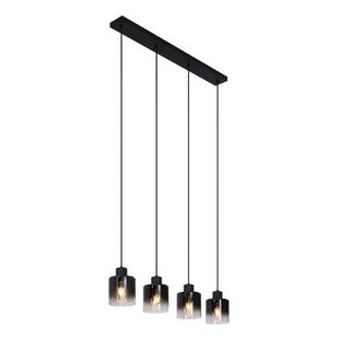 QAZQA Moderne hanglamp zwart met smoke glas 4-lichts - Dame
