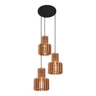 QAZQA Retro hanglamp zwart met oranje 3-lichts - Felt