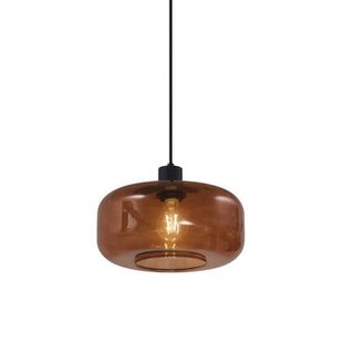 QAZQA Retro hanglamp zwart met brons glas - Bizle