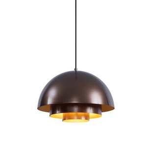 QAZQA Scandinavische hanglamp donkerbrons met gouden binnenkant -