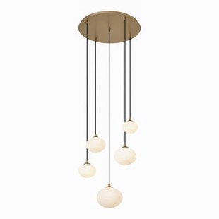 QAZQA Art Deco hanglamp goud met opaal glas 5-lichts - Yani