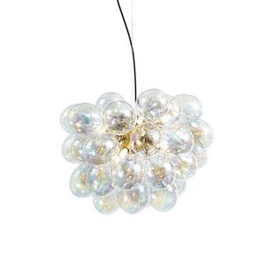 QAZQA Art Deco hanglamp goud met regenboog glas 50cm 8-lichts - Uvas