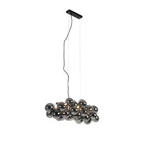 QAZQA Smart hanglamp zwart met smoke glas 8-lichts incl. 8 Wifi G9 -