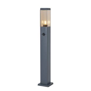 QAZQA Buitenlamp donkergrijs met smoke glas 80cm IP44 met stopcontact