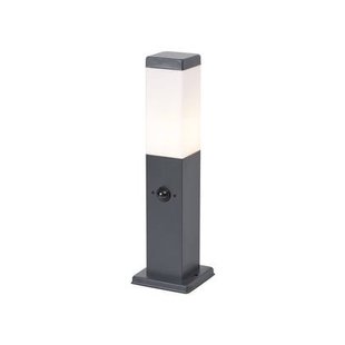 QAZQA Buitenlamp donkergrijs met opaal glas 45cm IP44 met stopcontact