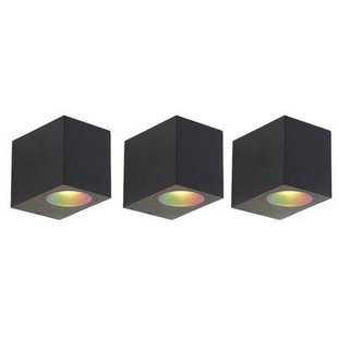 QAZQA Set van 3 smart wandlampen zwart GU10 50mm IP44 - Baleno