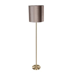 QAZQA Vloerlamp messing met velours kap taupe 40cm - Simplo