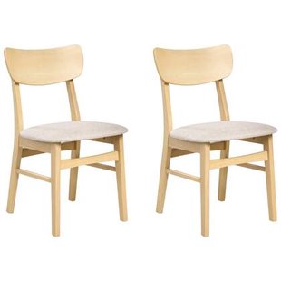 Beliani-ANOKA-Eetkamerstoel set van 2-Lichtbeige|Lichtbruin-Rubberhout