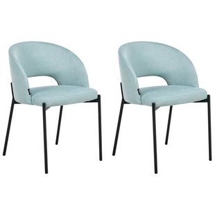 Beliani - PENNY - Eetkamerstoel set van 2 - Lichtblauw - Stof