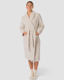 HEMA Dames badjas rib fleece beige (beige)