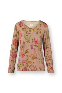 Pip Studio Trice Top Lange Mouw Coco Flower Zand XS