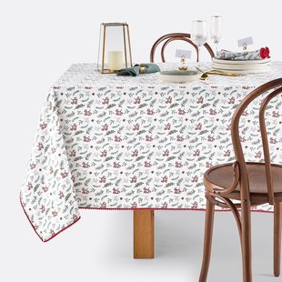 Tafelkleed in gewassen katoen, Winter berry