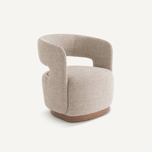 Draaifauteuil met walnoten onderstel, mêleestof, Jesper