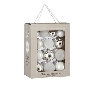 House of Seasons Kerstballen Set - 26 Stuks - Ø7 cm - Glas - Wit