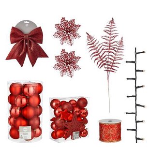 House of Seasons Kerstboom Decoratie Set - 100 Stuks - Rood