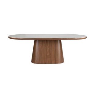 Housecraft Living Almira Eettafel Ovaal 200 cm Hout Wit| Bruin donker