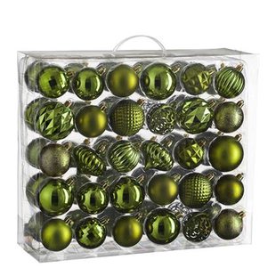House of Seasons Kerstballen Set - 60 Stuks - Donkergroen