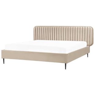 Beliani - BRIN - Tweepersoonsbed - Taupe - 180 x 200 cm - Fluweel