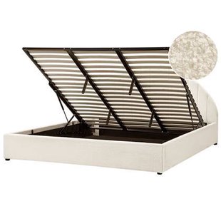 Beliani-CHADENET-Tweepersoonsbed-Gebroken wit-180 x 200 cm-Bouclé