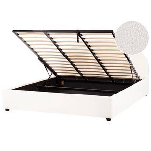 Beliani-VAUCLUSE-Bed met opbergruimte-Gebroken wit-180 x 200 cm-Bouclé