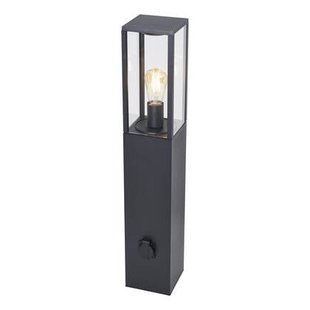QAZQA Moderne staande buitenlamp zwart 80cm met stopcontact IP44 -