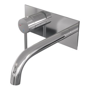 Brauer Stripe inbouw wastafelmengkraan met gebogen uitloop en afdekplaat model A2 chroom