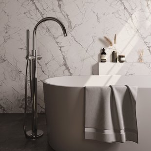 Brauer Stripe vrijstaande badmengkraan SET 01 met staaf handdouche en doucheslang chroom