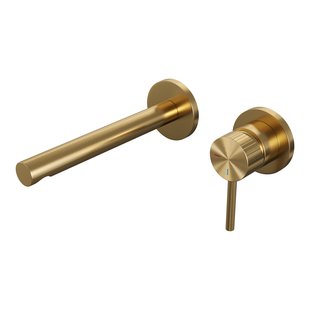 Brauer Stripe inbouw wastafelmengkraan met rechte uitloop en rozetten model A1 goud geborsteld PVD