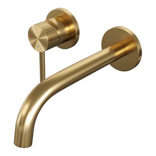 Brauer Stripe inbouw wastafelmengkraan met gebogen uitloop en rozetten model A2 goud geborsteld PVD