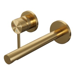 Brauer Stripe inbouw wastafelmengkraan met rechte uitloop en rozetten model A2 goud geborsteld PVD