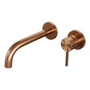 Brauer Stripe inbouw wastafelmengkraan met gebogen uitloop en rozetten model A1 koper geborsteld PVD