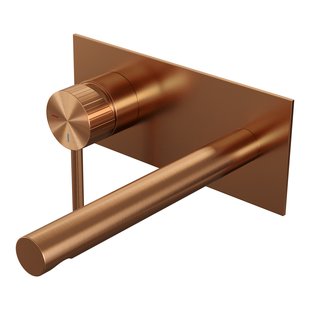 Brauer Stripe inbouw wastafelmengkraan met rechte uitloop en afdekplaat model A2 koper geborsteld PVD