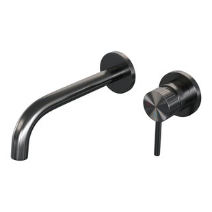 Brauer Stripe inbouw wastafelmengkraan met gebogen uitloop en rozetten model A1 gunmetal geborsteld PVD