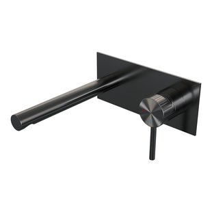 Brauer Stripe inbouw wastafelmengkraan met rechte uitloop en afdekplaat model A1 gunmetal geborsteld PVD