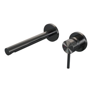 Brauer Stripe inbouw wastafelmengkraan met rechte uitloop en rozetten model A1 gunmetal geborsteld PVD