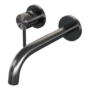 Brauer Stripe inbouw wastafelmengkraan met gebogen uitloop en rozetten model A2 gunmetal geborsteld PVD