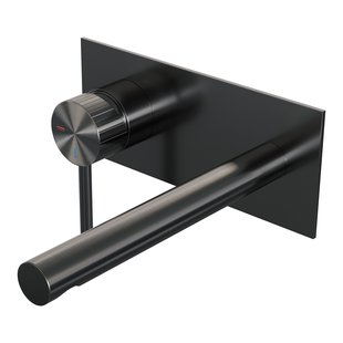 Brauer Stripe inbouw wastafelmengkraan met rechte uitloop en afdekplaat model A2 gunmetal geborsteld PVD