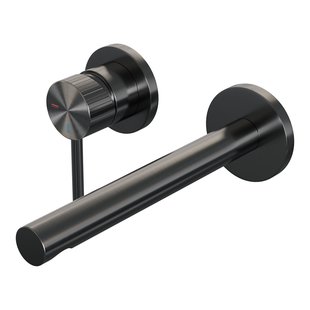 Brauer Stripe inbouw wastafelmengkraan met rechte uitloop en rozetten model A2 gunmetal geborsteld PVD