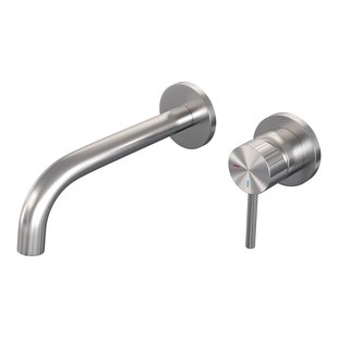 Brauer Stripe inbouw wastafelmengkraan met gebogen uitloop en rozetten model A1 RVS-kleurig geborsteld PVD