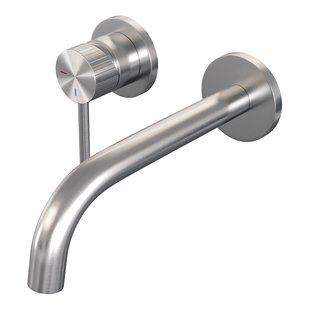 Brauer Stripe inbouw wastafelmengkraan met gebogen uitloop en rozetten model A2 RVS-kleurig geborsteld PVD