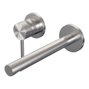 Brauer Stripe inbouw wastafelmengkraan met rechte uitloop en rozetten model A2 RVS-kleurig geborsteld PVD