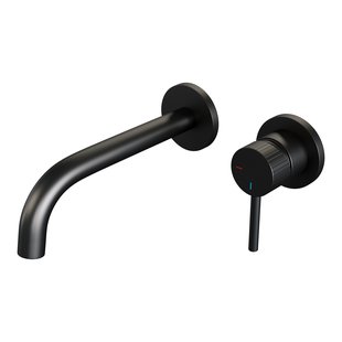 Brauer Stripe inbouw wastafelmengkraan met gebogen uitloop en rozetten model A1 mat zwart