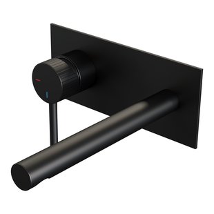 Brauer Stripe inbouw wastafelmengkraan met rechte uitloop en afdekplaat model A2 mat zwart