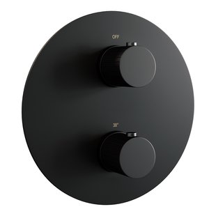 Brauer Stripe 3-weg inbouwthermostaat rond met in- en afbouwdelen mat zwart