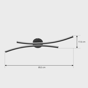 Lindby LED plafondlamp Ravion, 90 cm, zwart, 3.000 K