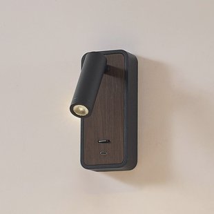 Lindby LED wandlamp Tallis, zwart, USB-C, beweegbaar