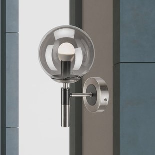 Lamkur Wandlamp Rollo, Ø 15 cm, rookgrijs, glas/metaal