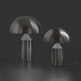 Oluce tafellamp Atollo, nikkel satijn, aluminium, Ø 25 cm