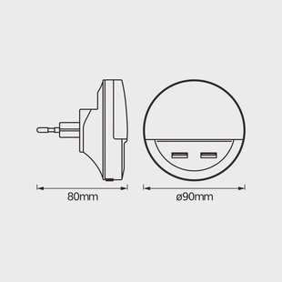 OSRAM LED-stopcontactnachtlampje LUNETTA USB, wit, Ø 9 cm