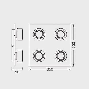 OSRAM LED plafondlamp ORBIS FLAME, zwart, 4-lamps, CCT IP44
